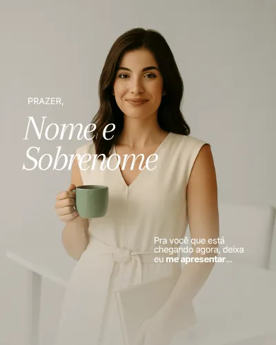 Template de apresentação com retrato e nome em serifada