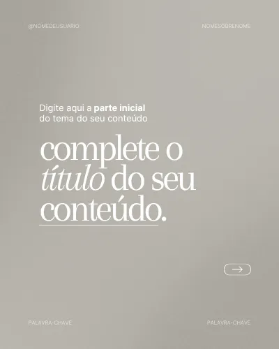 Template só de texto com título serifado sobre fundo taupe