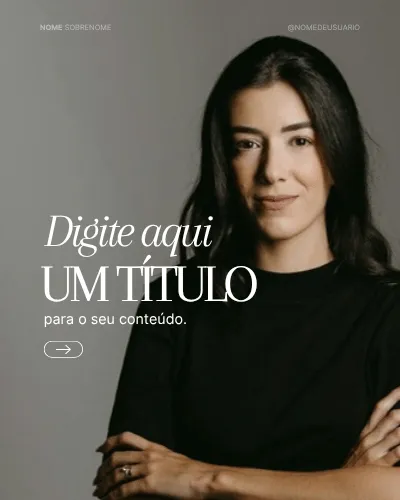 Template com retrato e título em caixa-alta