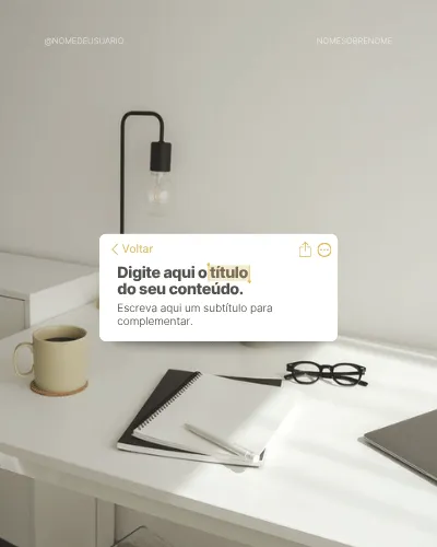 Template com foto de mesa de trabalho e cartão de título