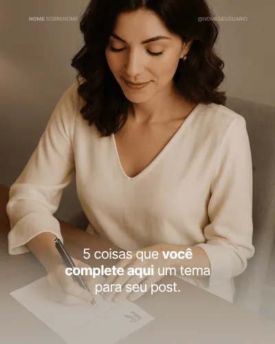 Template com foto de escrita e título numerado