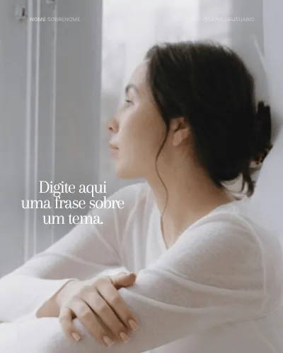 Template com retrato em luz de janela e frase curta