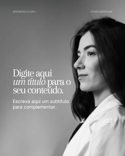 Template com retrato em preto e branco e título em itálico