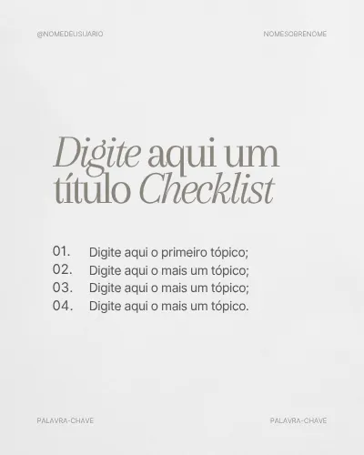 Template só de texto com checklist numerado