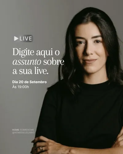 Template de aviso de transmissão ao vivo com retrato